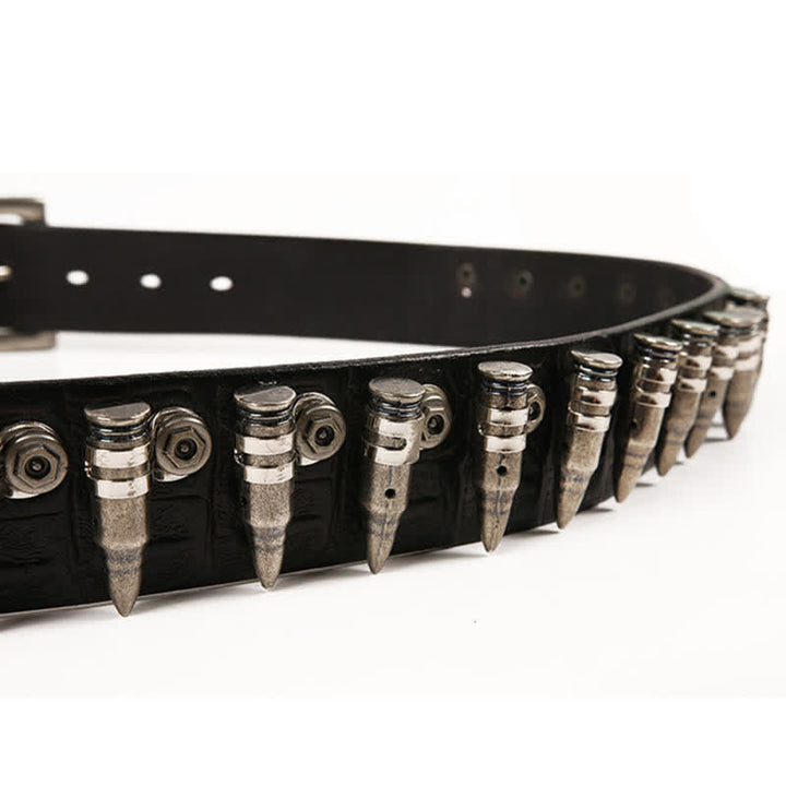 Men's Decorative Bullet Rivets Crocodile Pattern Leather Belt - image 5