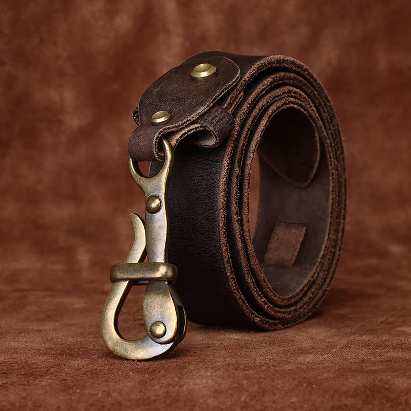 Men's Retro Distressed Hook Buckle Cavalry Leather Belt - image 10