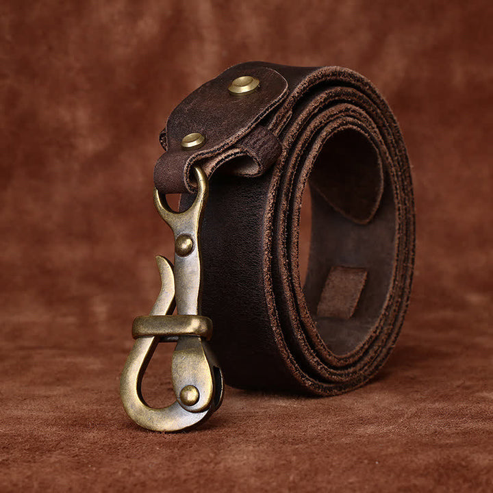 Men's Retro Distressed Hook Buckle Cavalry Leather Belt - image 10