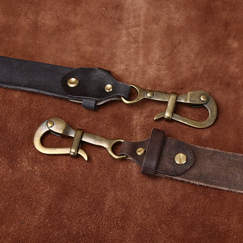 Men's Retro Distressed Hook Buckle Cavalry Leather Belt - image 4