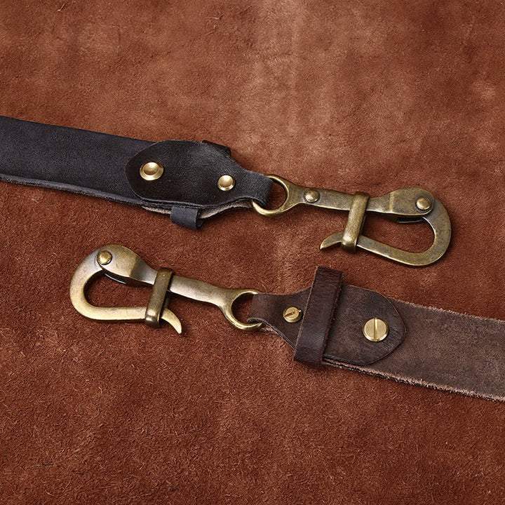 Men's Retro Distressed Hook Buckle Cavalry Leather Belt - image 4