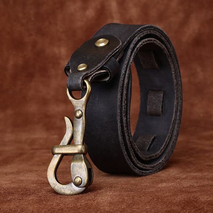 Men's Retro Distressed Hook Buckle Cavalry Leather Belt - image 7