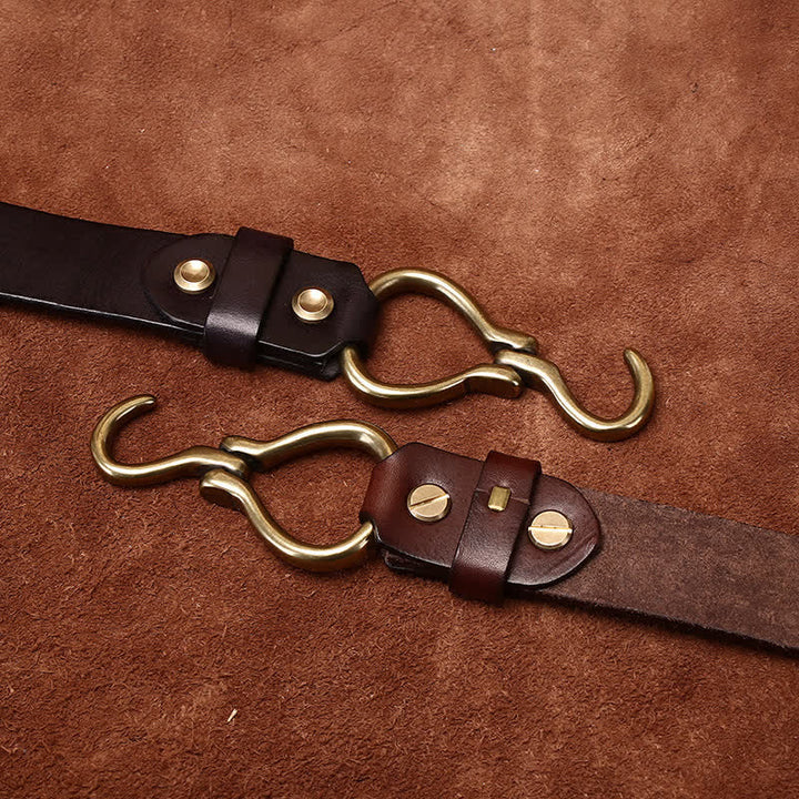Men's Braided Brass Hook Buckle Cavalry Leather Belt - image 4