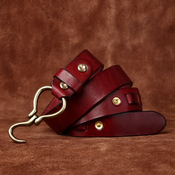 Men's Braided Brass Hook Buckle Cavalry Leather Belt - image 9