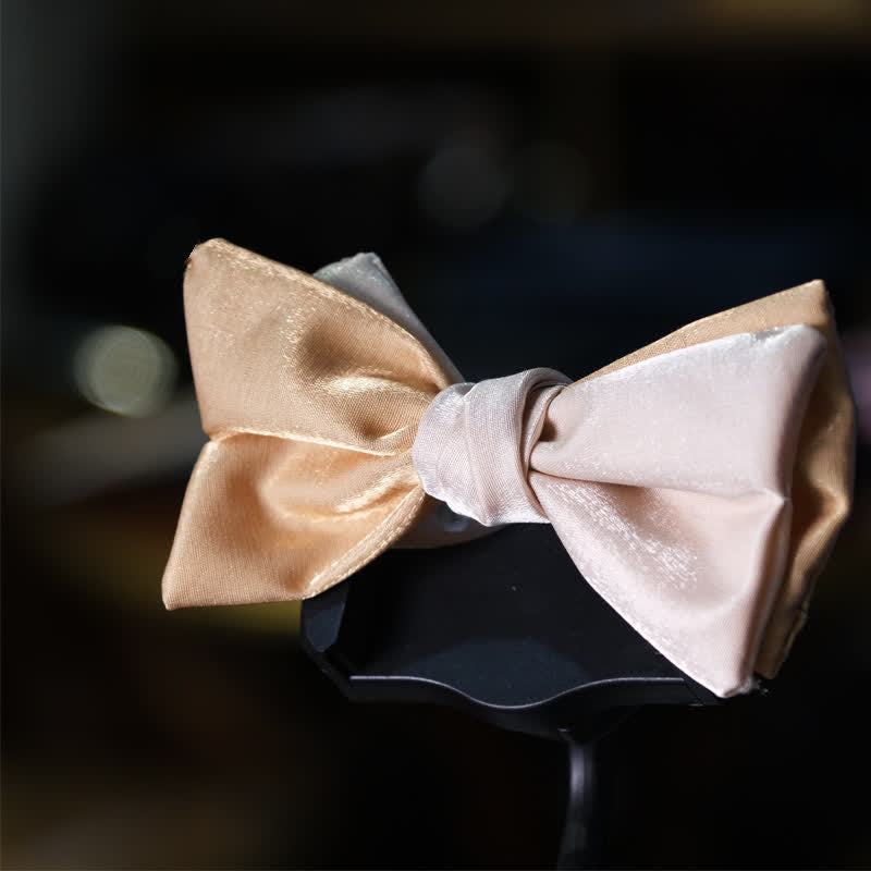 Men's Golden Apricot Contrast Asymmetrical Bow Tie - image 1