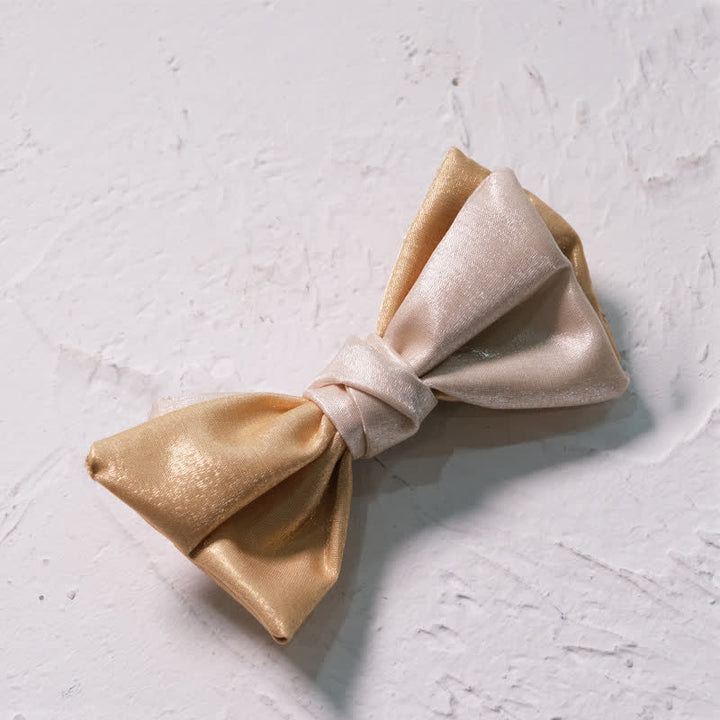 Men's Golden Apricot Contrast Asymmetrical Bow Tie - image 2