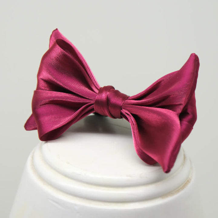 Men's Wine Red Shiny Fish Tail Shape Bow Tie - image 2
