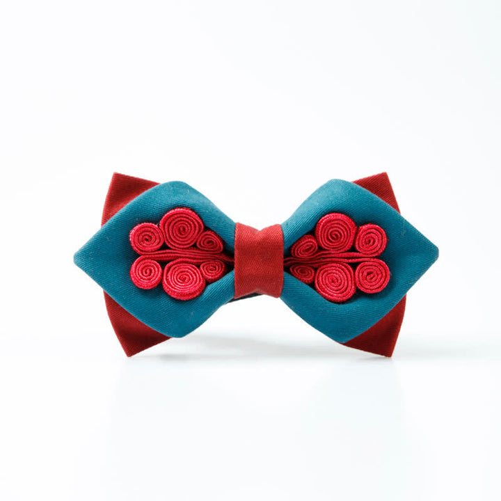 Men's Stylish Deep Blue Wine Red Wedding Bow Tie - Blue & Red - image 0
