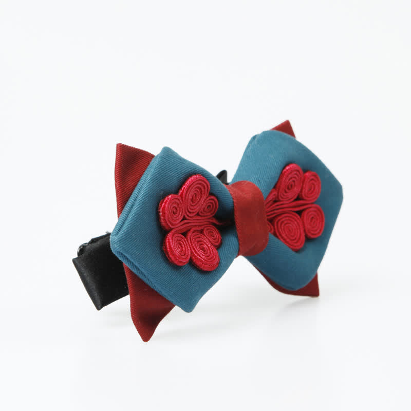 Men's Stylish Deep Blue Wine Red Wedding Bow Tie - image 1