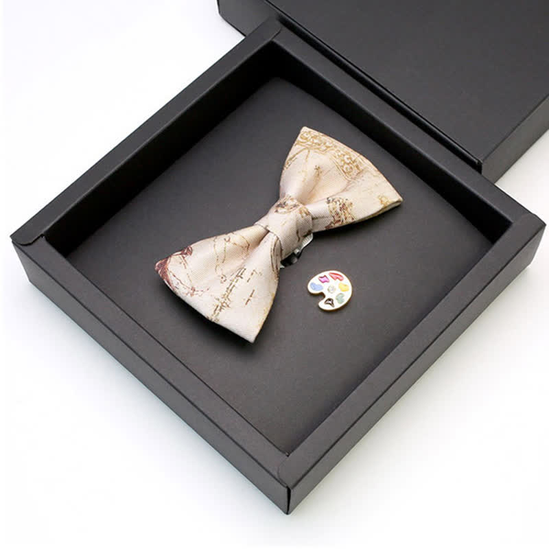 2Pcs Men's Painting Manuscript Palette Brooch Bow Tie Set - image 2