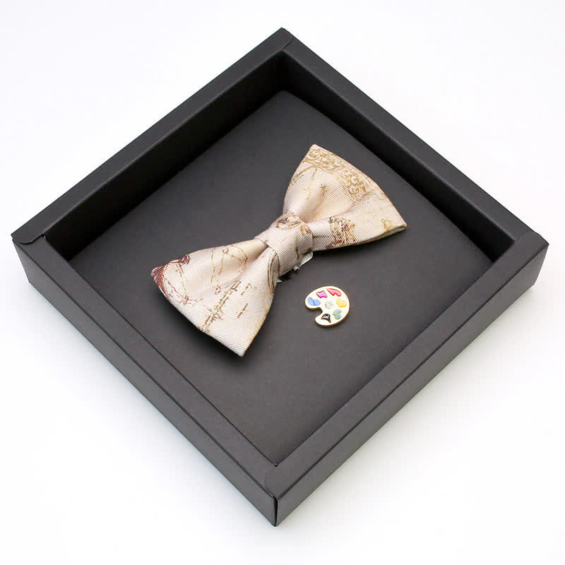 2Pcs Men's Painting Manuscript Palette Brooch Bow Tie Set - image 1