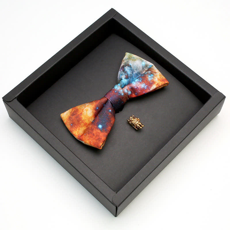 2Pcs Men's Galaxy Stary Astronaut Brooch Bow Tie Set - image 1