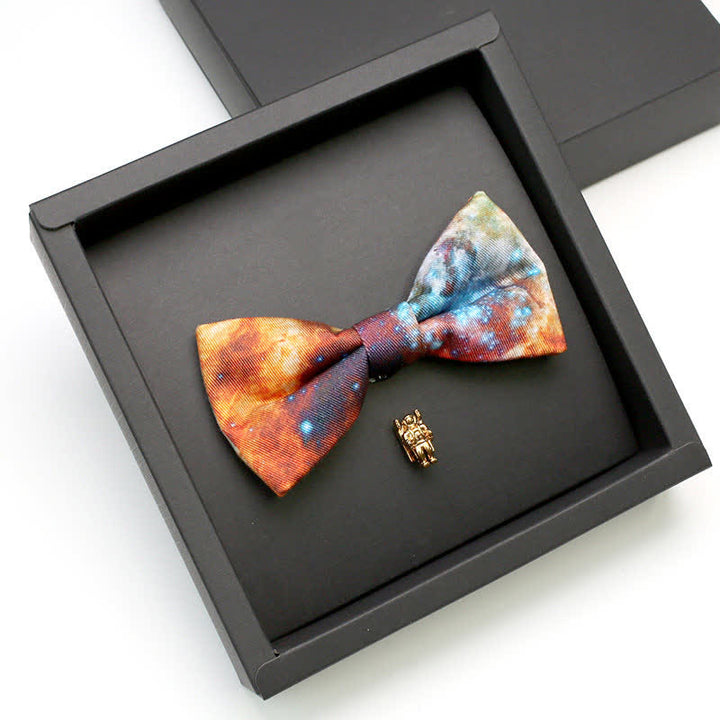 2Pcs Men's Galaxy Stary Astronaut Brooch Bow Tie Set - Galaxy - image 0