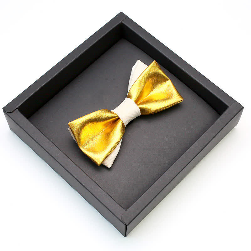 Men's Luxurious Gold & White Double Layered Bow Tie - image 2
