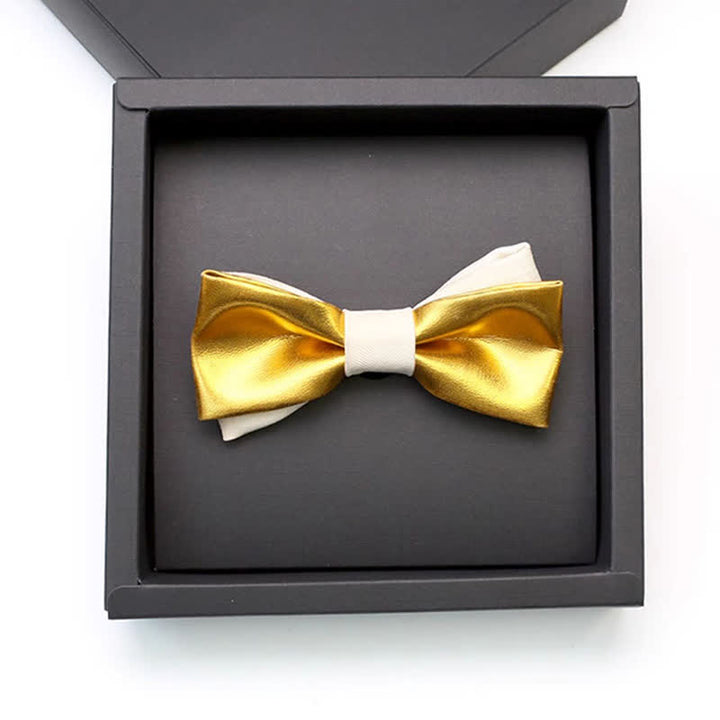 Men's Luxurious Gold & White Double Layered Bow Tie - image 1