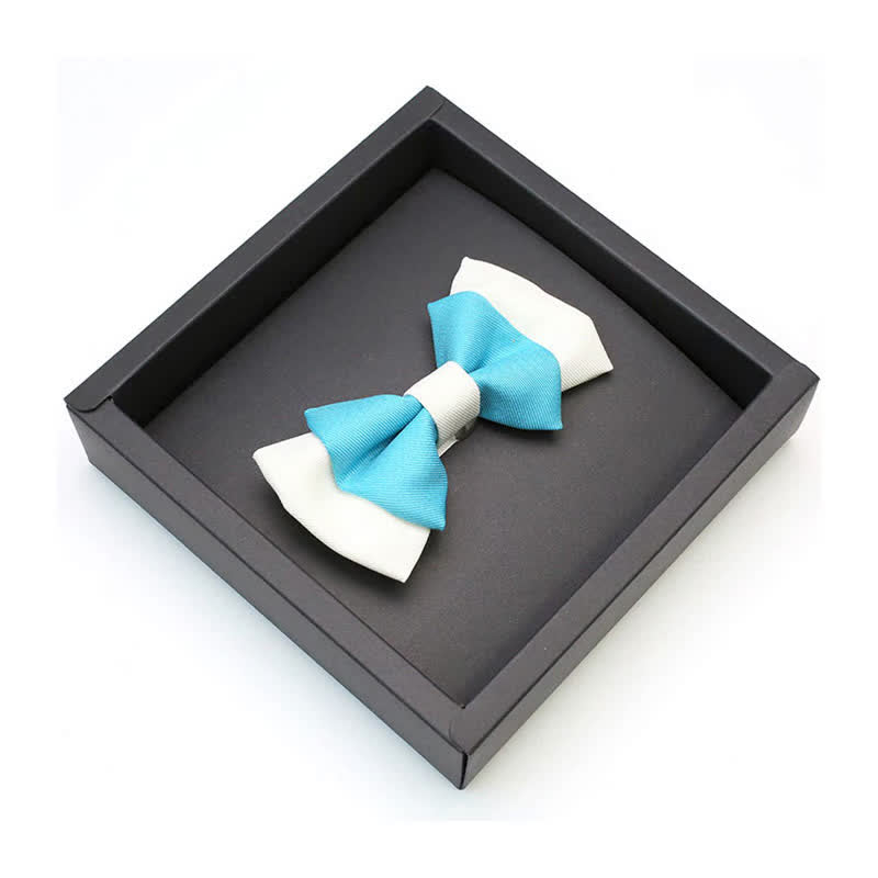 Men's Confident Sky Blue & White Double Layers Bow Tie - image 1