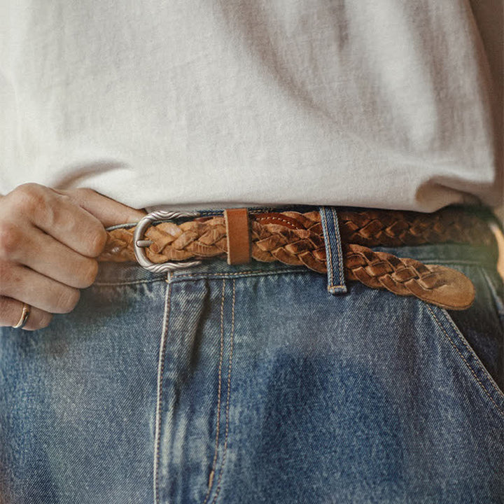Men's Vintage Woven Vegetable Tanned Leather Belt - image 2