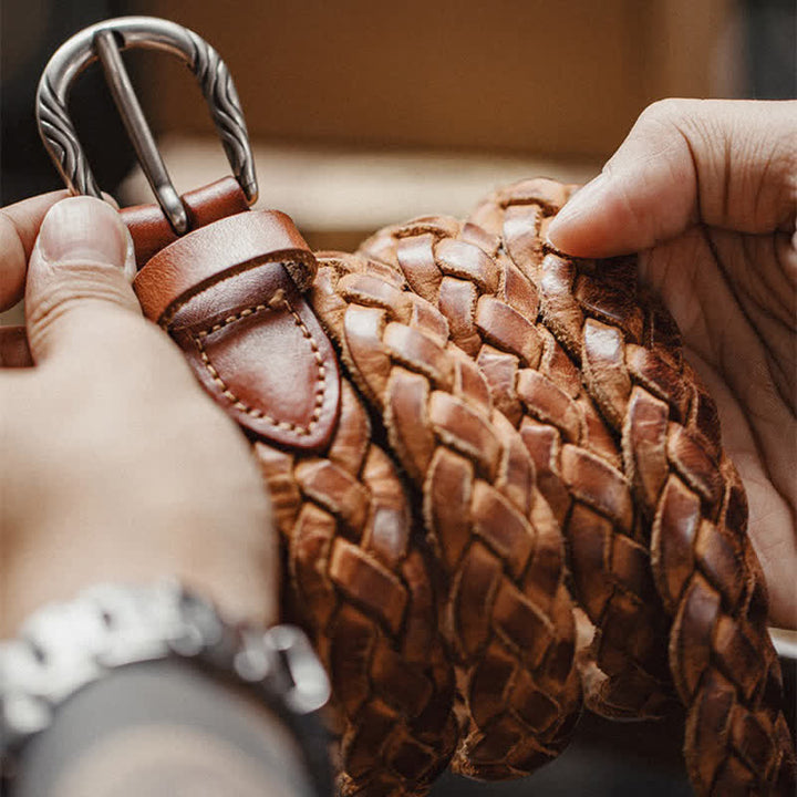Men's Vintage Woven Vegetable Tanned Leather Belt - image 5