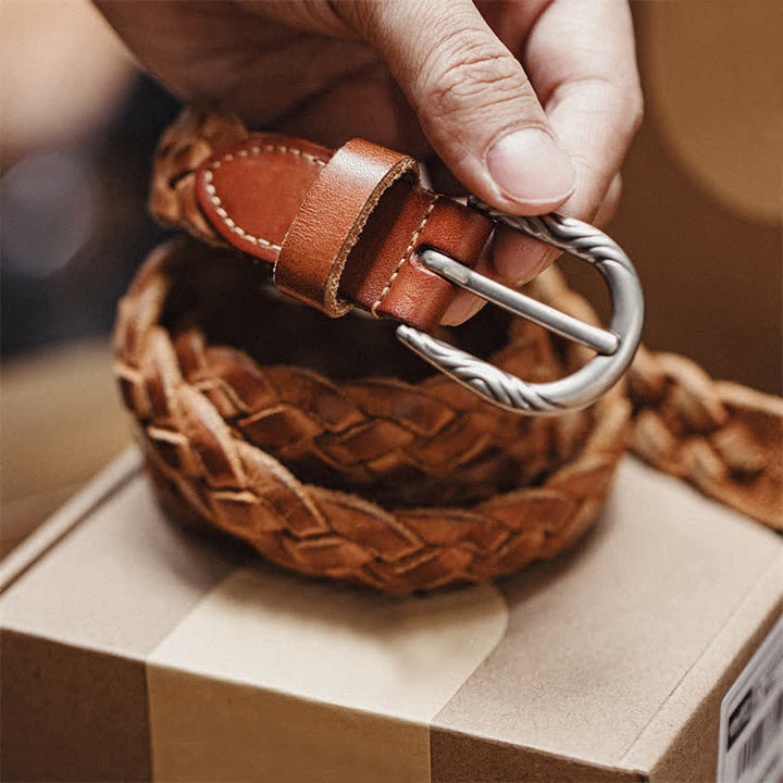 Men's Vintage Woven Vegetable Tanned Leather Belt - image 3