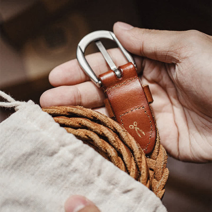 Men's Vintage Woven Vegetable Tanned Leather Belt - image 6