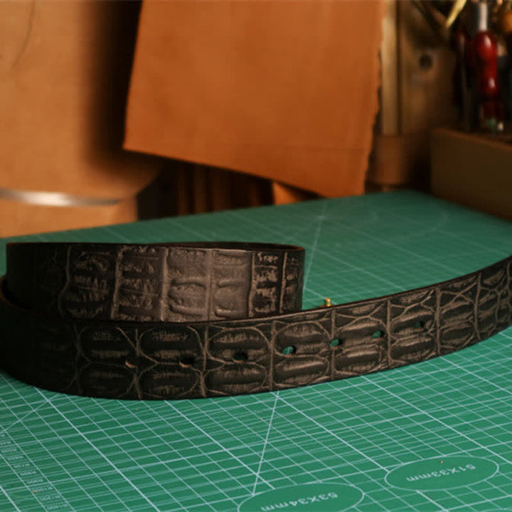 Men's Embossed Crocodile Skin Pattern Leather Belt - image 11