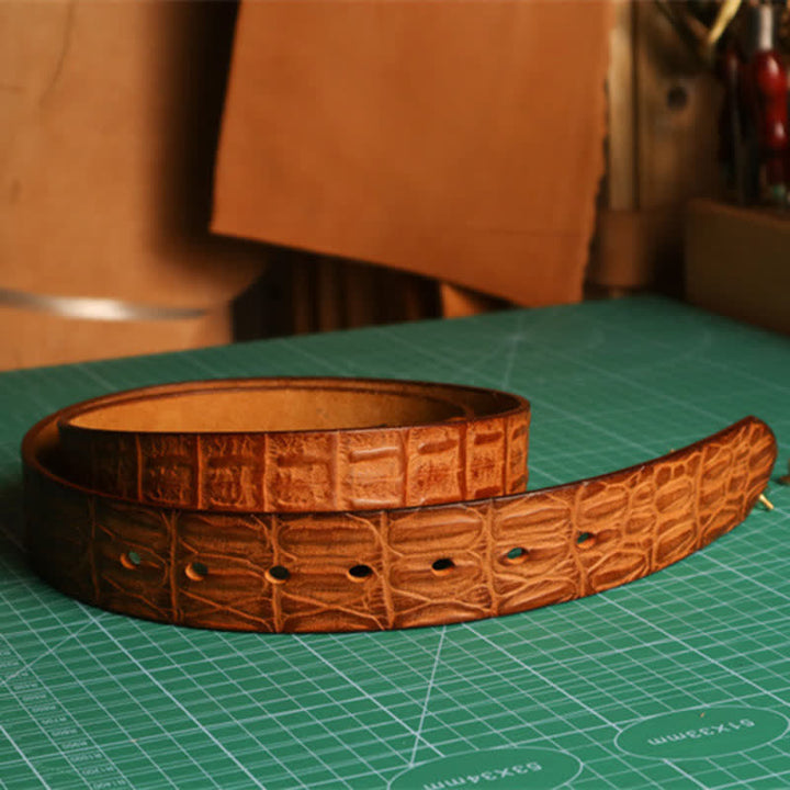 Men's Embossed Crocodile Skin Pattern Leather Belt - image 16