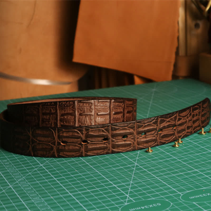 Men's Embossed Crocodile Skin Pattern Leather Belt - image 5