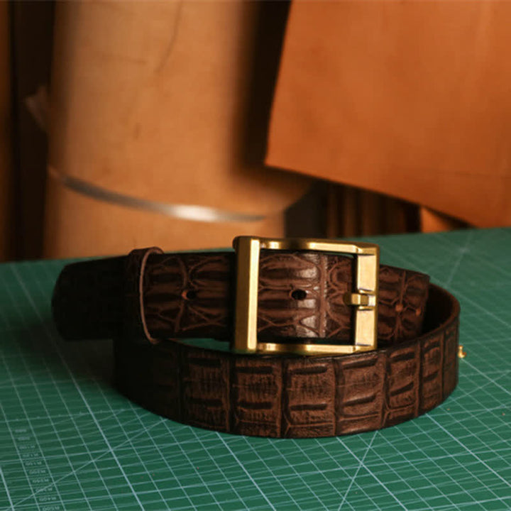 Men's Embossed Crocodile Skin Pattern Leather Belt - image 3