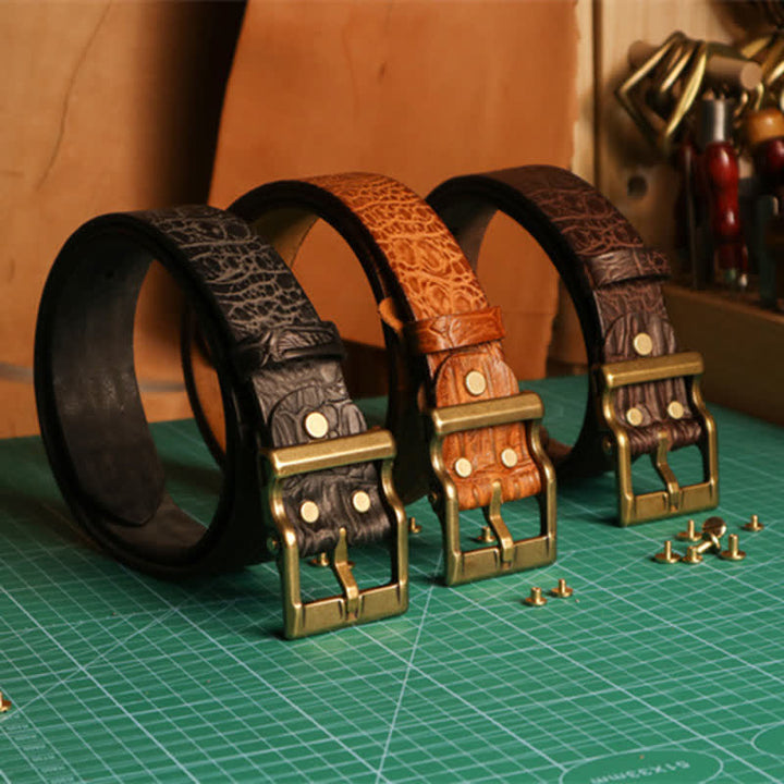 Men's Embossed Crocodile Skin Pattern Leather Belt - image 1