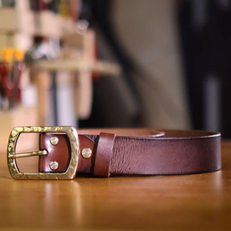 Men's Classic Retro Distressed Design Leather Belt - image 3