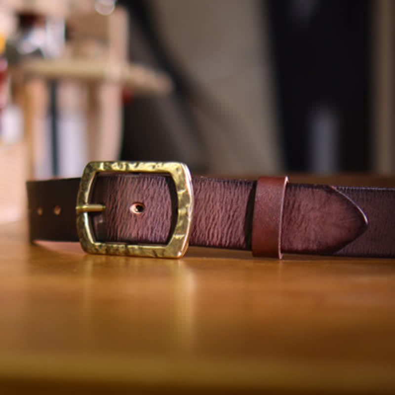 Men's Classic Retro Distressed Design Leather Belt - image 2