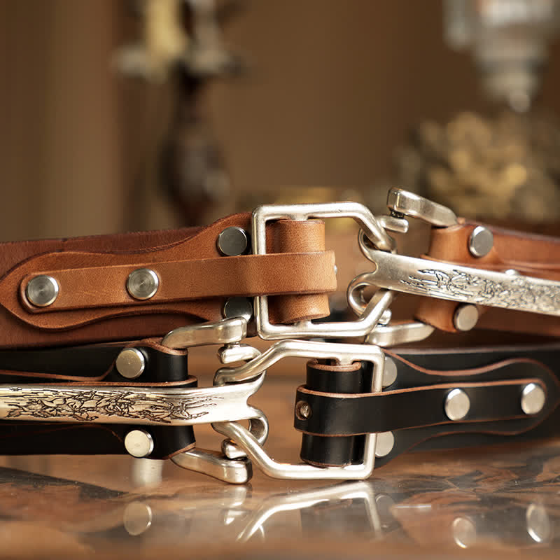 Men's Adventure Western Cavalry Leather Belt - image 16