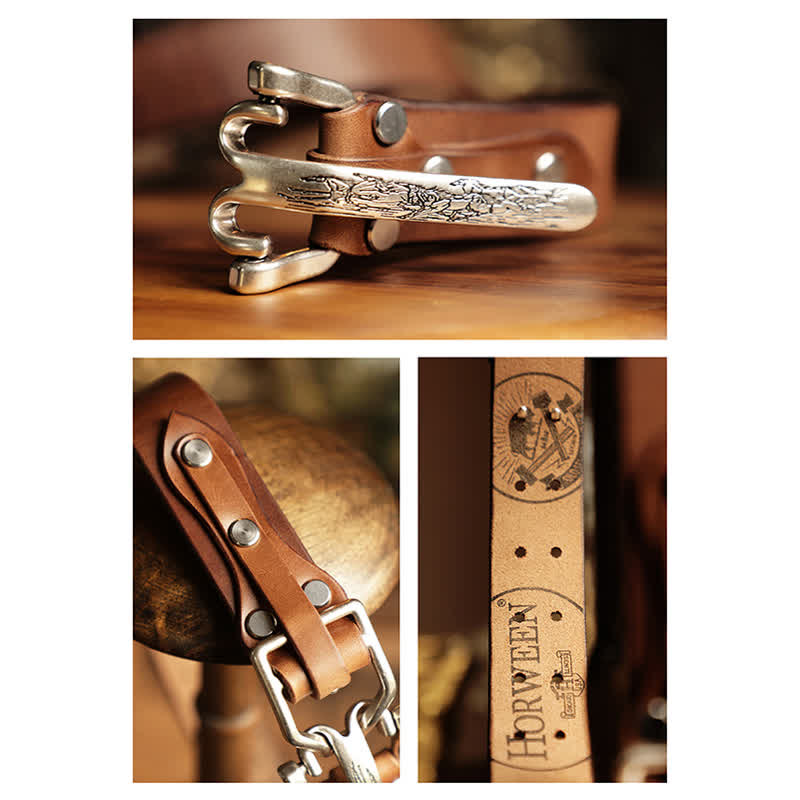 Men's Adventure Western Cavalry Leather Belt - image 9