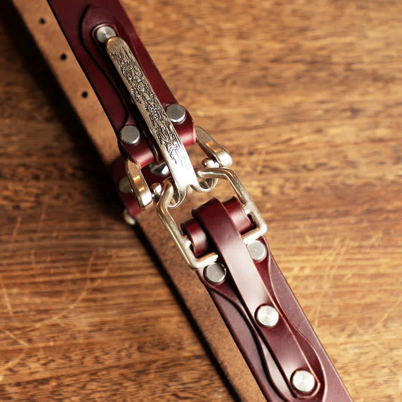 Men's Adventure Western Cavalry Leather Belt - image 3