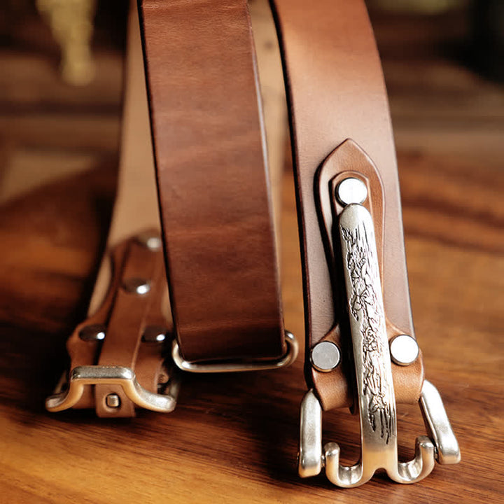 Men's Adventure Western Cavalry Leather Belt - Dark Khaki - L - image 5