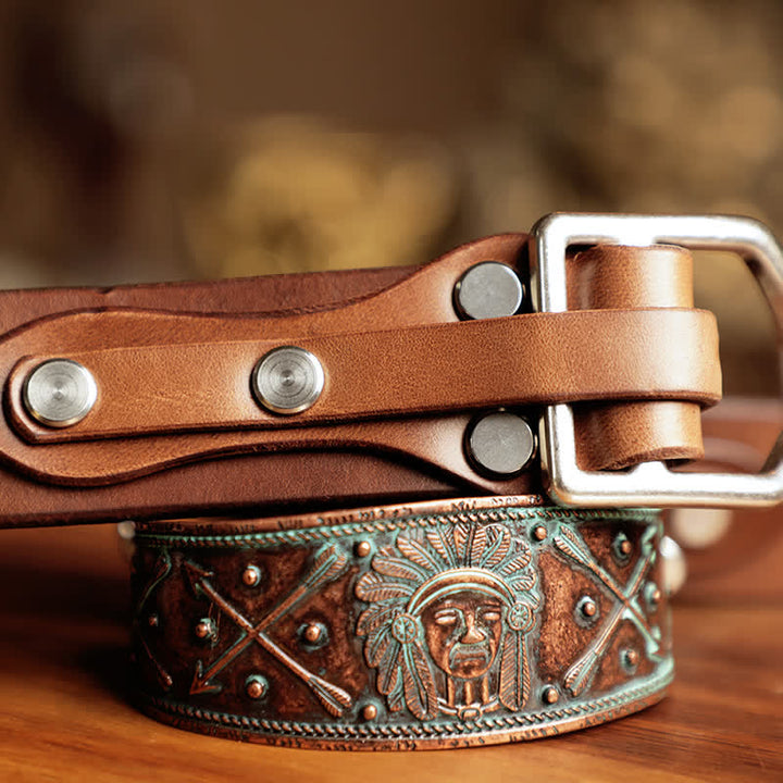 Men's Adventure Western Cavalry Leather Belt - image 8
