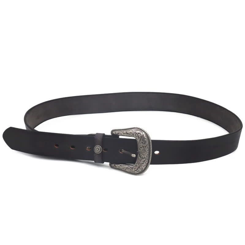 Men's Elegant Carved Flower Buckle Leather Belt - image 6