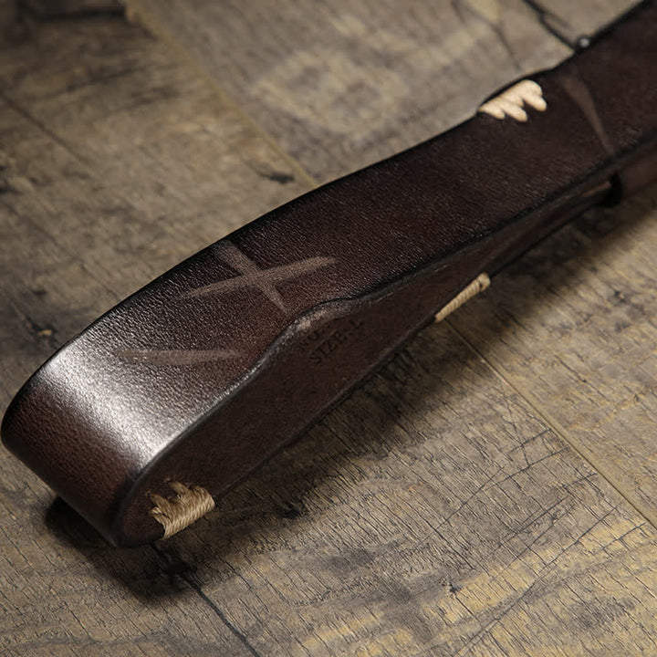 Men's Retro Stitches All-Match Jeans Leather Belt - image 5