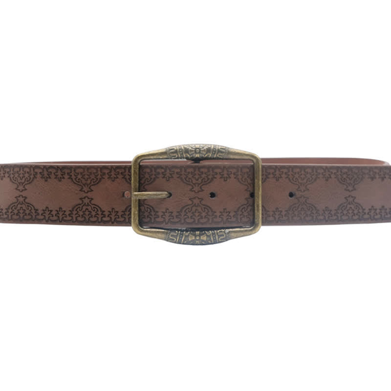 Women's Dark Brown Engraving Pattern Leather Belt - image 6