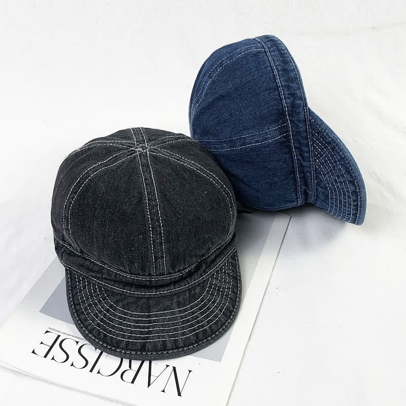 Casual Denim Cotton White Stitching Baseball Cap - image 1