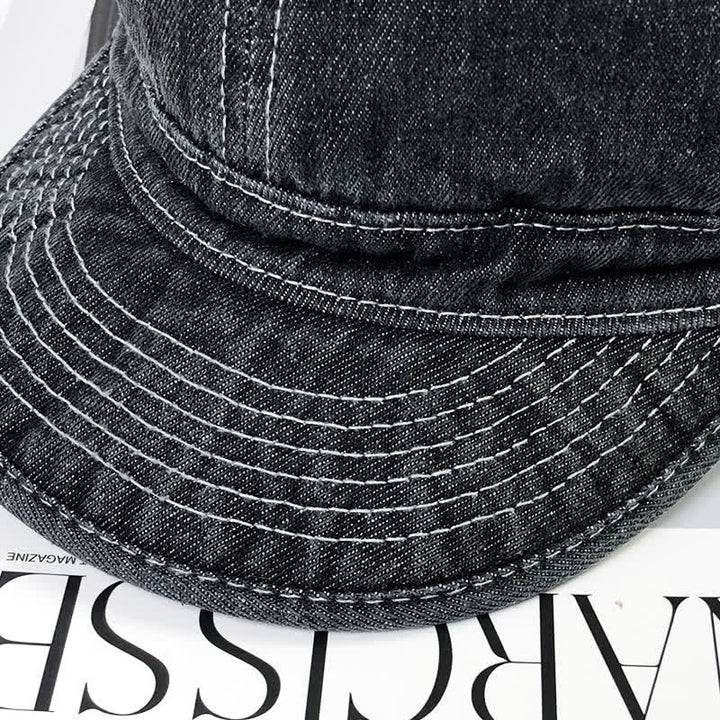 Casual Denim Cotton White Stitching Baseball Cap - image 3