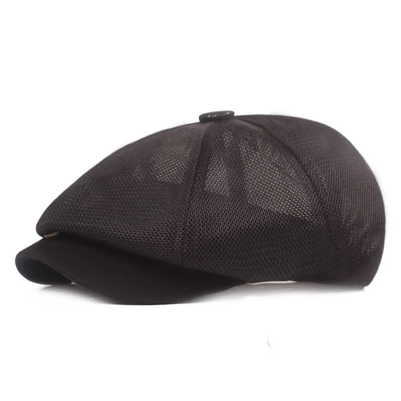 Breathable Mesh Cabbie Summer Beret Hat - Black - M (22"-22 7/8") - image 6