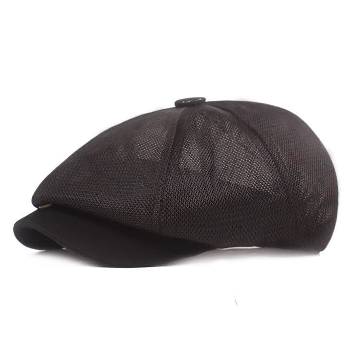 Breathable Mesh Cabbie Summer Beret Hat - Black - M (22"-22 7/8") - image 6