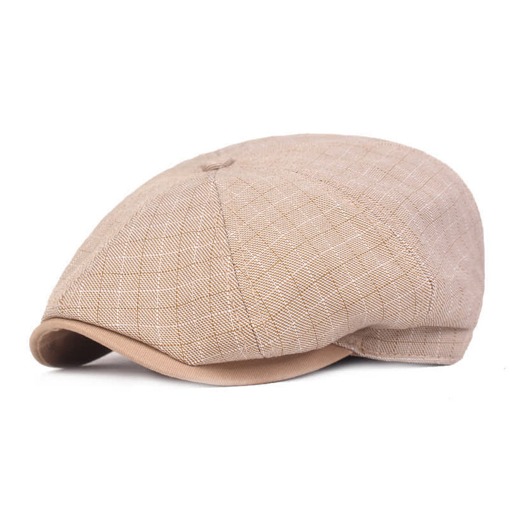 Classic Newsboy 8 Panel Plaid Beret Hat - Khaki - Adjustable (21 5/8"-23 1/4") - image 2