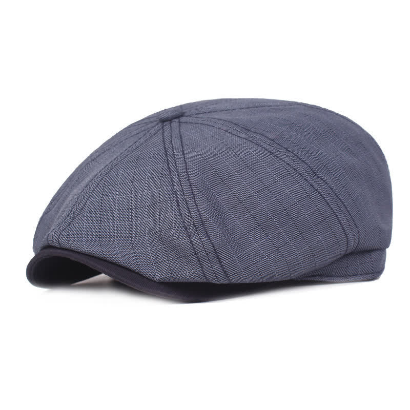 Classic Newsboy 8 Panel Plaid Beret Hat - Dark Blue - Adjustable (21 5/8"-23 1/4") - image 0