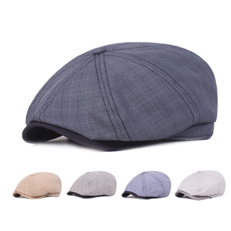 Classic Newsboy 8 Panel Plaid Beret Hat - image 1