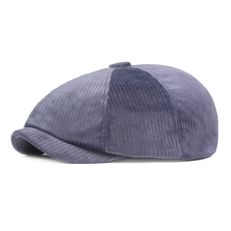 Corduroy Stripe Short Visor Beret Hat - Blue - Adjustable (21 5/8"-23 1/4") - image 7