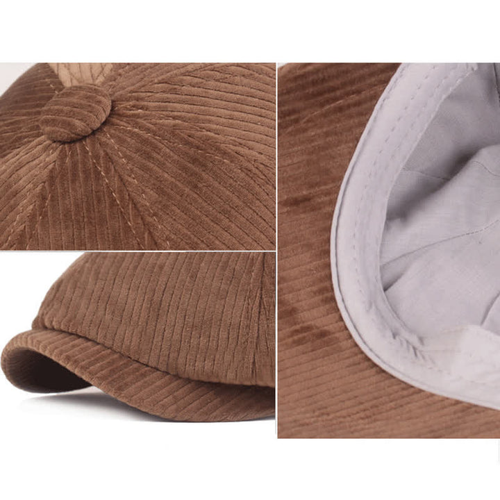 Corduroy Stripe Short Visor Beret Hat - image 2