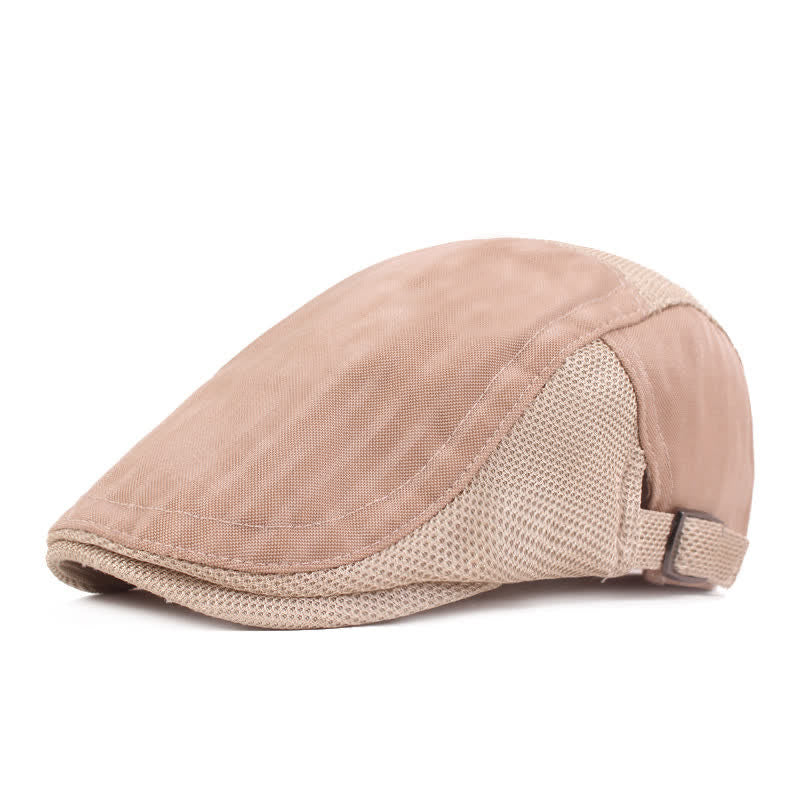 Simple Duckbill Striped Lightweight Beret Hat - Khaki - Adjustable (21 5/8"-23 5/8") - image 0