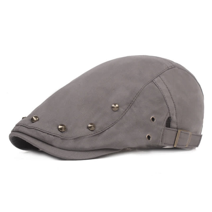 Stylish Punk Rivet Studded Newsboy Beret Hat - Gray - Adjustable (21 5/8"-23 1/4") - image 8
